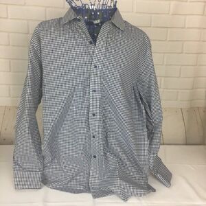 MENS Tommy Hilfiger XL Blue Gingham Dress Shirt 17 Long Sleeve Button Front
